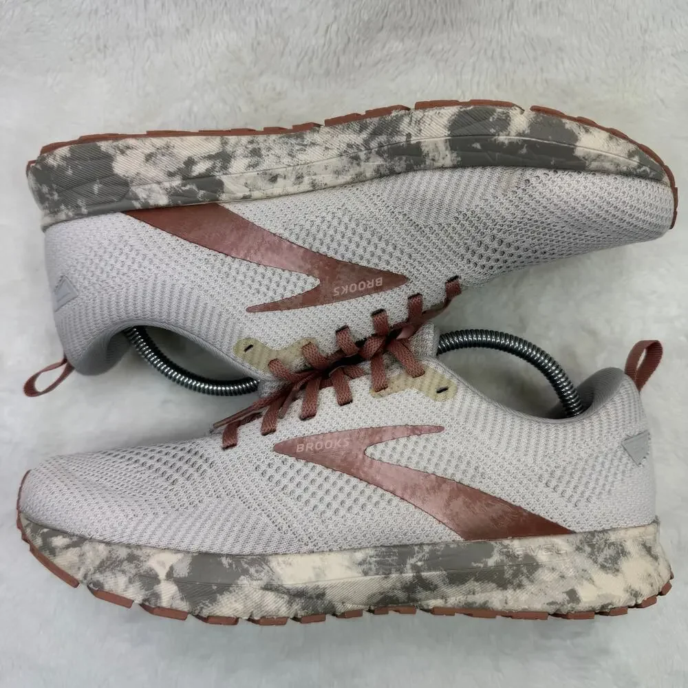 Brooks Revel 5 Womens Running Shoes Gray Rose Gold Size 11 Neutral Sneakers